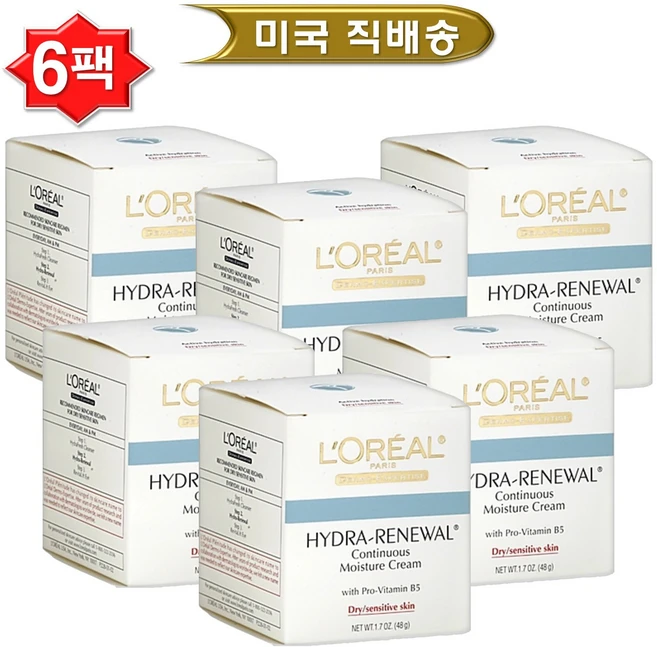 LOreal Paris 로레알 하이드라 리뉴얼 모이스춰 수분 크림 (48g) 6팩 Hydra-Renewal, 48g, 6개 - 쿠팡