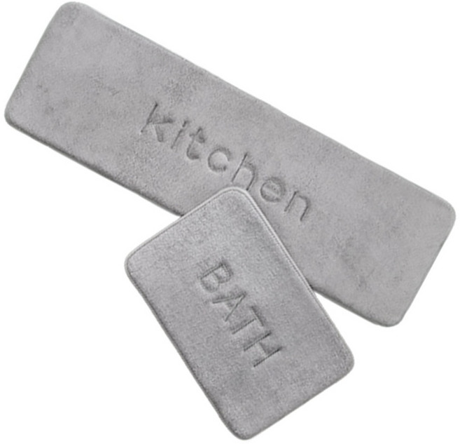 홈데코레 메모리폼 발매트 욕실주방용세트, 그레이