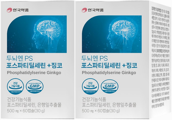 안국약품 두뇌엔 PS 포스파티딜세린 + 징코, 2박스, 60정