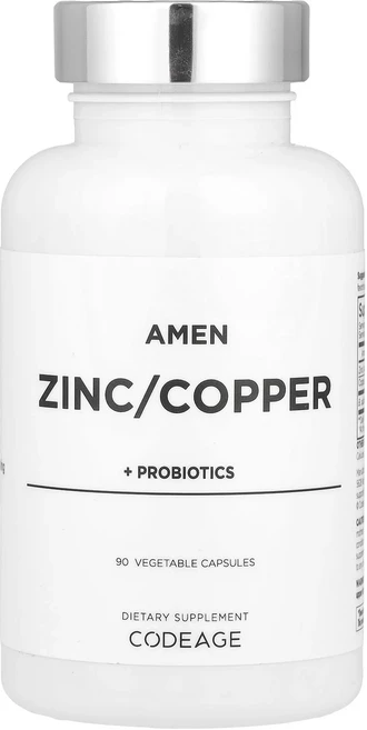 단백질 비타민 철분 마그내슘 칼슘 Codeage Amen 아연/구리 + 프로바이오틱 베지 캡슐 90정 고루고루섭취해주세요, CodeageAmen아연구리프로바이오틱베지캡슐90정, 1개 - 쿠팡