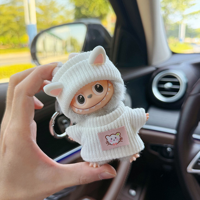 인형옷 라부부 4세대 mini 크리스마스 산타옷 및 스웨터 스타일, 화이트니트, 1개