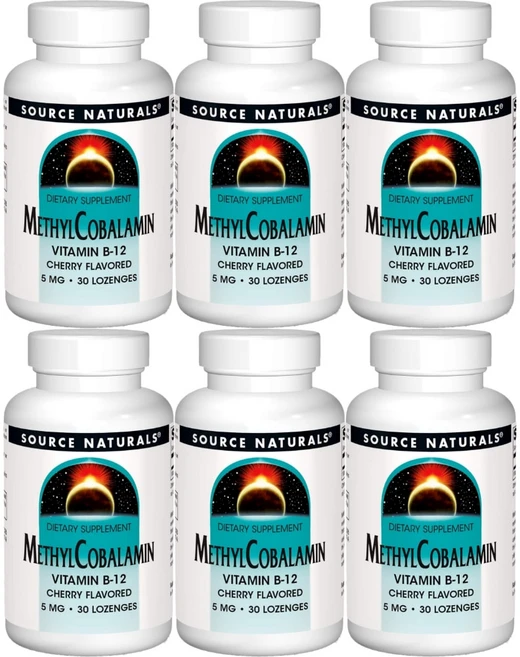Source Naturals 소스내추럴스 메틸코발라민 비타민 B12 5mg 로젠지스, 6개, 30정 - 쿠팡