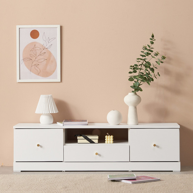 [국내생산 완제품배송]윈썸 피오니 1단 1200 미니거실장 원룸티비다이 티비거실장, WHITE(화이트)