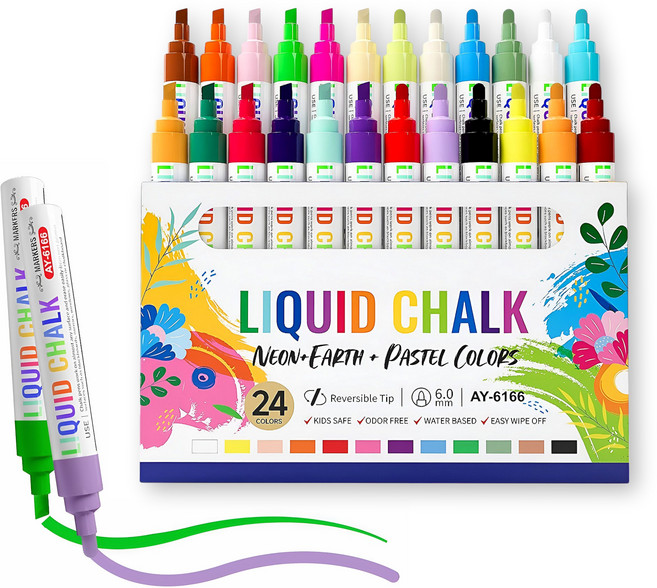 Glapy 지워지는 더블팁 윈도우마카, 1세트, 24색