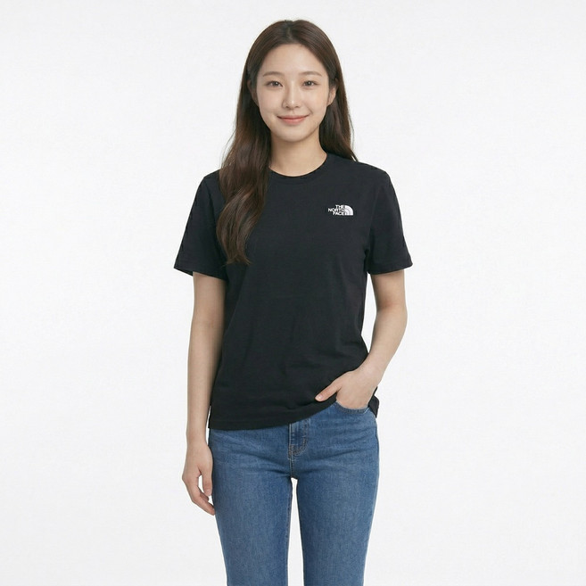 노스페이스 여성 코튼 반팔티 기본핏 여름 데일리 티셔츠 전국 매장 A/S가능