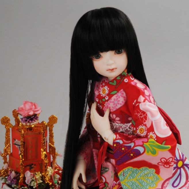 돌모아 구체관절인형 가발 MSD 42cm 히메컷 검은 생머리 (7-8) Hime Long Wig (Black), 블랙, 1개