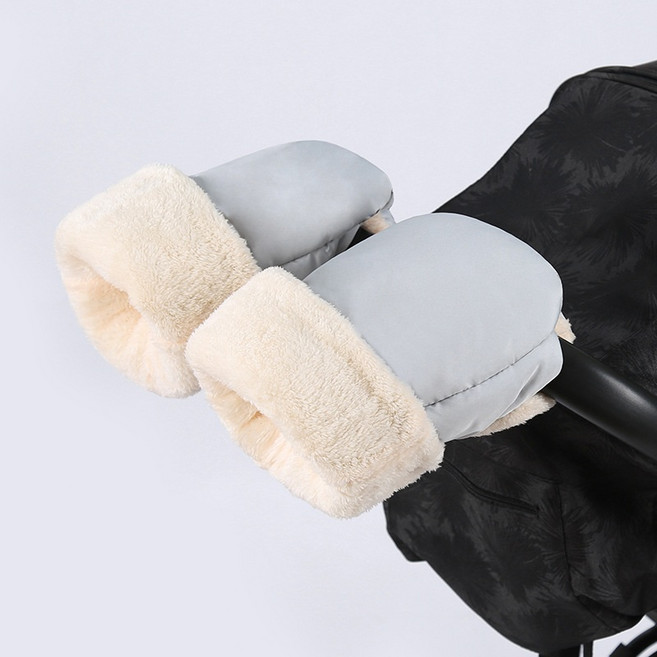 에코코리아 따뜻 포근 방한 유모차 장갑세트 방수 핸드머프, 1세트, 그레이