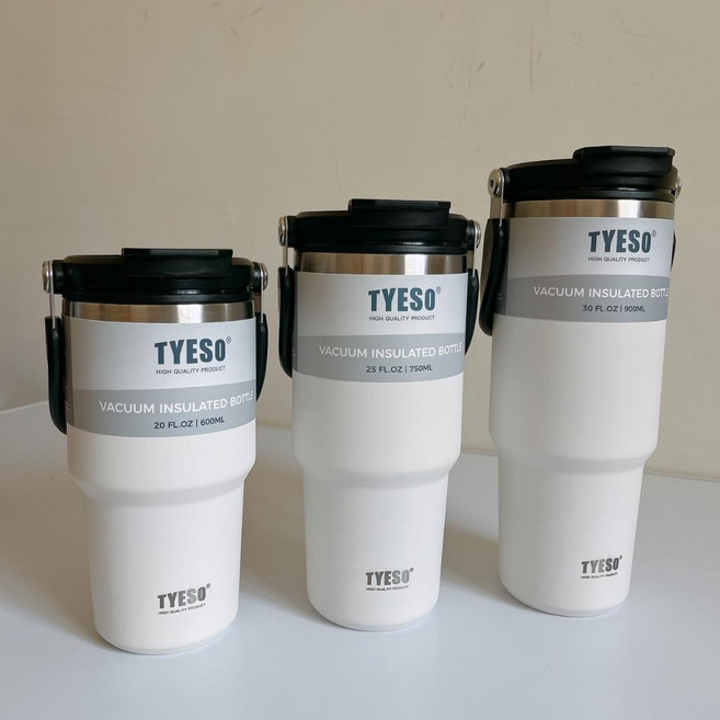 TYESO 冰霸杯 真空保溫瓶, 白, 1個, 600ml