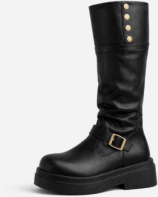 타니즈 데어 버클 투웨이 통굽 여성 롱 부츠