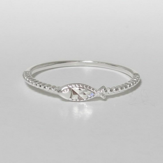 실버925 여성 행운 컷팅 물고기 애끼 은 반지