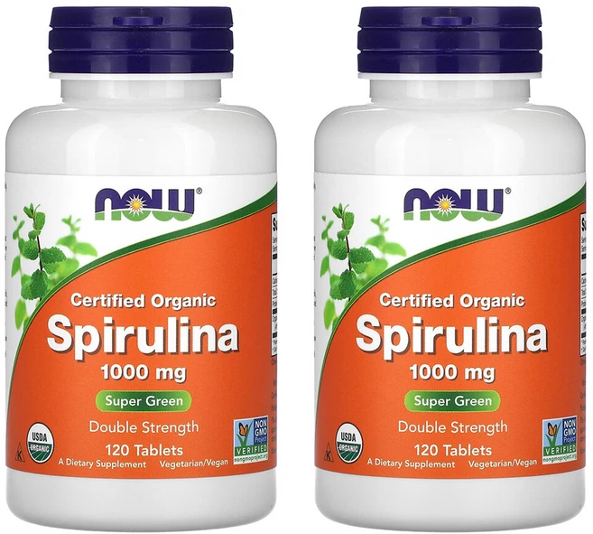 나우푸드 2개X 인증 스피룰리나 2배 강도 1000mg 120정, 2개 - 쿠팡