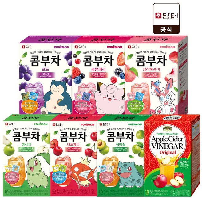 담터 콤부차 7가지맛 혼합구성 (포도/세븐베리/납작복숭아/청사과/타트체리/청매실/애사비), 5g, 10개입