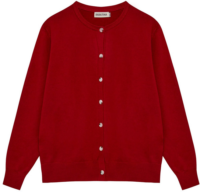 라라티나 시몬 여성용 데일리 간절기 니트 기본 라운드넥 가디건