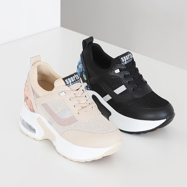 [트리샤]8CM 에어쿠션굽 플라워 스팽글 운동화 스니커즈 TMA888