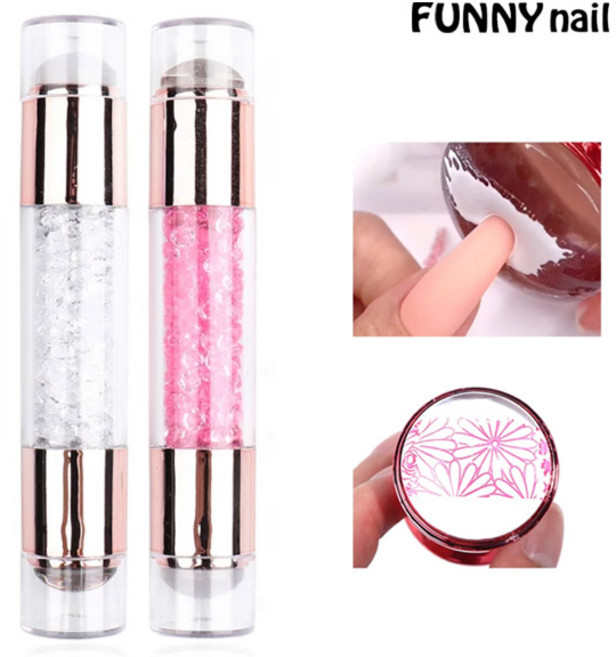 [퍼니네일] 크리스탈 스탬프 실리콘도장 네일꾹꾹이 프렌치 네일스탬프 네일아트도구, 듀얼 실리콘스탬프 - 01, 1세트
