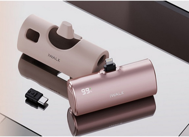 iWALK TWINS 雙頭直插式行動電源 Lightning Type-C高速充電, 玫瑰金