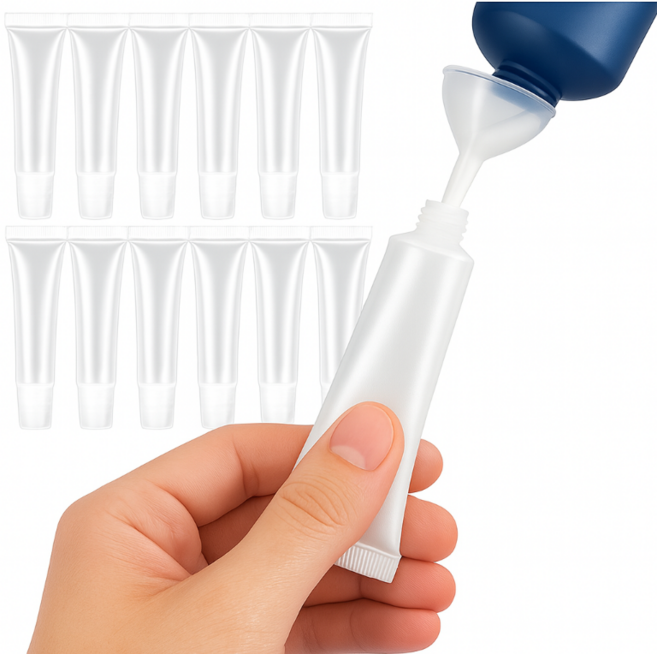 리버브 치약 소분용기 핸드크림 공병 20ml 깔대기 포함, 10개, 투명