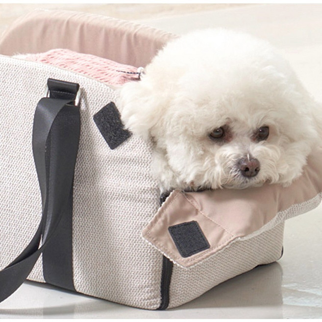 강아지차시트 애견 콘솔카시트 강아지 반려견 이동가방, 소프트 베이지