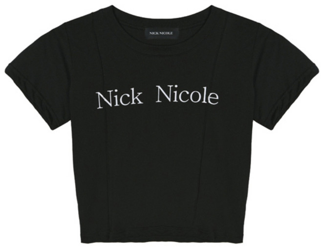 닉앤니콜 여성 반팔 크롭 티셔츠 블랙