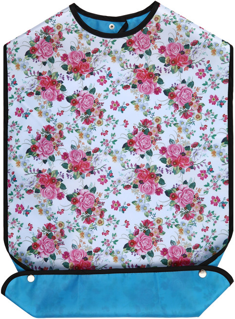 성인 턱받이 성인 앞치마 방수 환자용턱받이 식사 간병 요양, 1개, 흰 바탕의 꽃