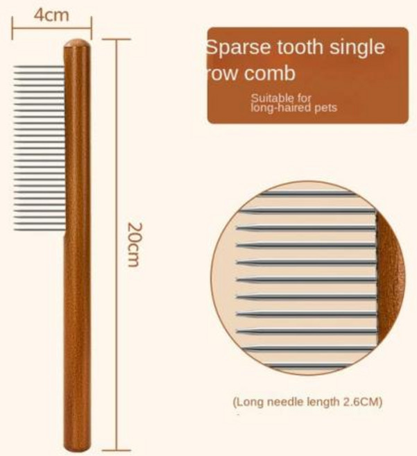 고양이 빗 스테인레스 스틸 반려동물 털 제거기 나무 손잡이 단단한 그루밍 개 브러시 청소 도구, 2.Type B, 2) B