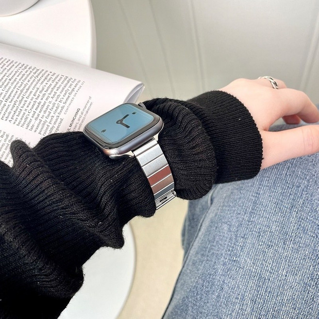 經典款不鏽鋼錶帶 適用 Apple Watch, 顯瘦細款一株鋼帶-銀色,49mm-Ultra1/2/3, 1個