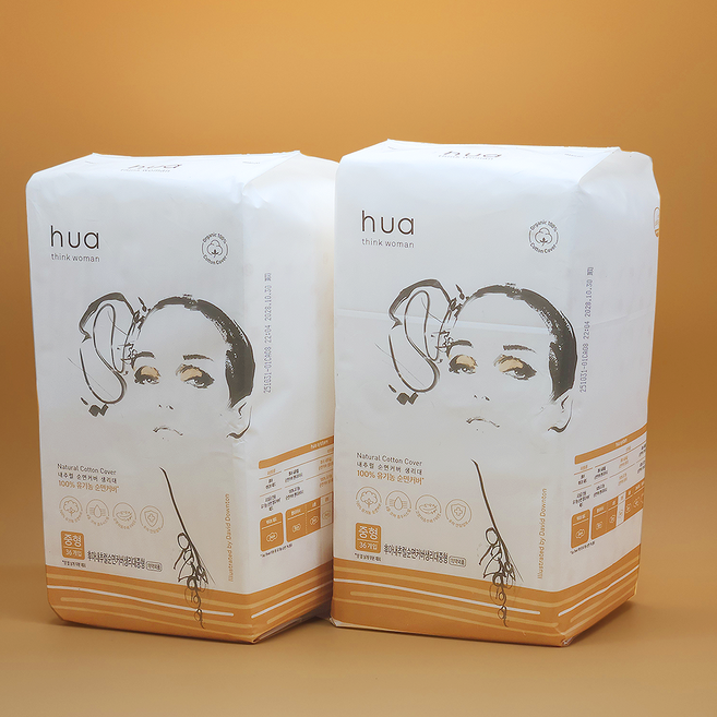 암웨이후아 내추럴 순면커버 생리대 날개형, 중형, 36개입, 2개