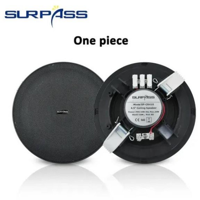 플러시 마운트 천장 스피커 프레임리스 패시브 스테레오 홈 오디오 실내 음악 확성기 4.5 인치 10W, 06 pc Black-White