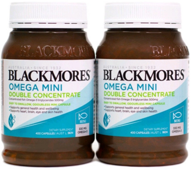 Blackmores omega mini double concentrate 블랙모엉스 오메가 미니 더블 컨센트레이트 400캡슐 2펙, 400정, 2개
