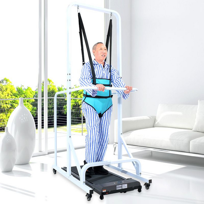 노인런닝머신 저속 실내 어르신 안전띠 안전바 보행훈련 바퀴 이동식 뇌졸중 걷기보조 프레임, 재활 트래드밀 + 워킹 프레임+걸이형안전띠