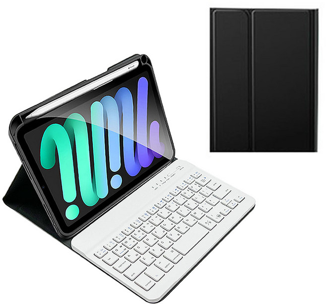 아이패드 미니 애플 펜슬 수납 블루투스 키보드 케이스, 한영자판 (일반형키보드 ), 검정