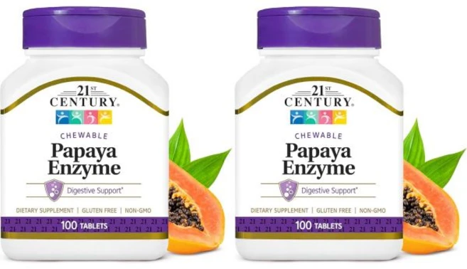21세기센트리 21st century Papaya Enzyme Chewable 100 Count Papaya & Pineapple Digestive Enzymes for G - 쿠팡