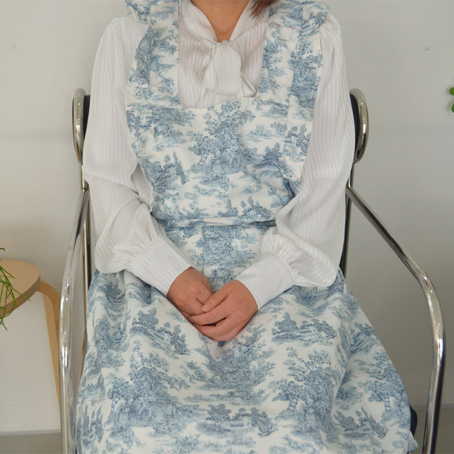 앞치마 프릴앞치마 원피스앞치마 예쁜앞치마 홈카페 러블리 플라워앞치마 셔링 긴앞치마 어린이집앞치마 주방앞치마, 1개, 단일색