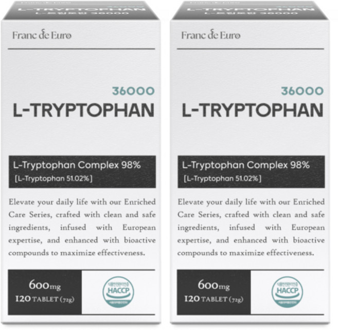 프랑드유로 L 트립토판 36000 [순도 99.4%] 세로토닌, 2박스, 120정
