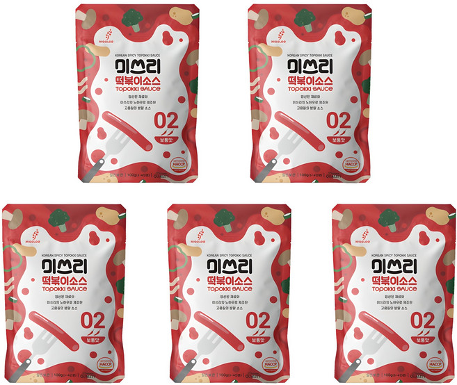 미쓰리 떡볶이 소스 02 보통맛, 100g, 5개