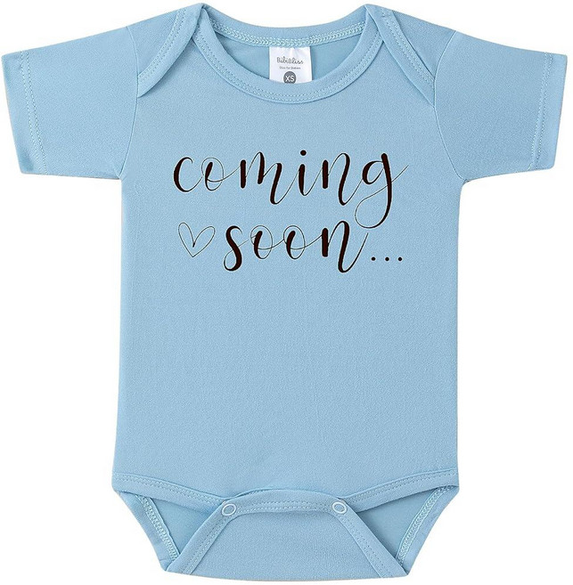 BIBIBLISSBABY Coming Soon 바디수트 아기 발표 조부모를 위한 재미있는 임신 발표 선물 베이비 서프라이즈 Taro 0-3개월 227899