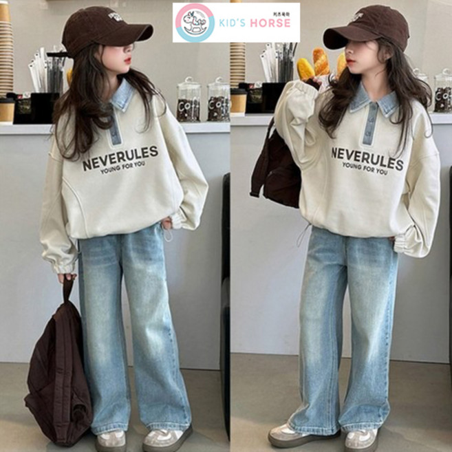 키즈목마 kid's horse 가을신상 여아 청코디 상하복 주니어 상하의 세트 389