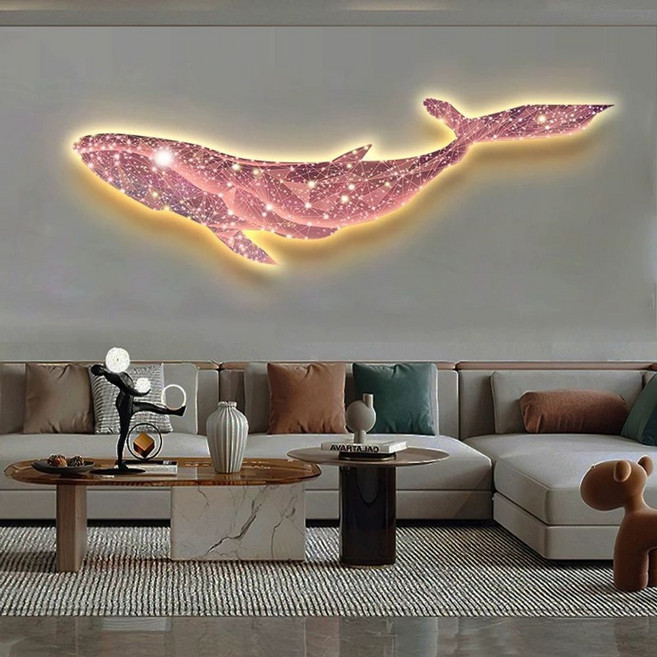 황금 고래 LED 액자 조명 고래그림 인테리어 거실, 100cm