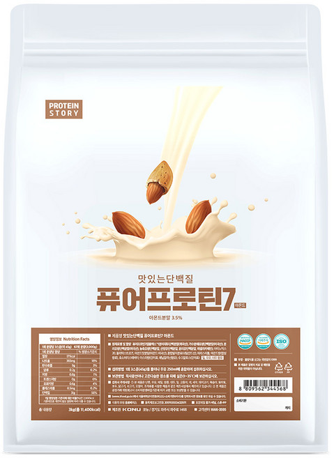 프로틴스토리 맛있는 단백질 퓨어프로틴7 3kg 아몬드, 1개