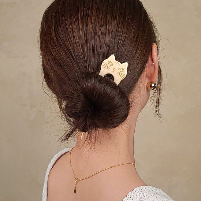 초콜리트쥬얼리 네코 9컬러 셀룰로오스 고양이 유핀 올림머리 헤어 비녀