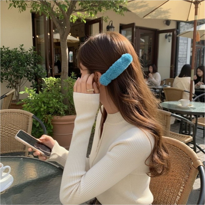 시크블러쉬 뽀글이 퍼 헤어핀 왕머리핀 데일리 헤어악세사리