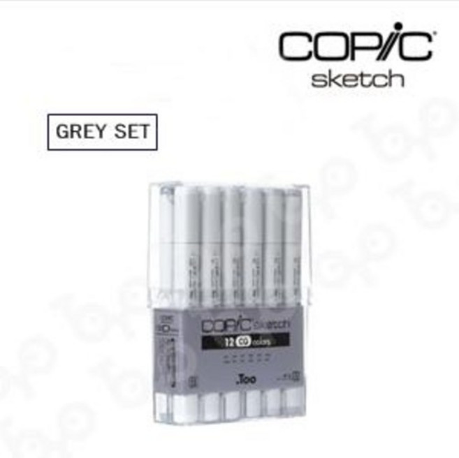 코픽 스케치 마카 12색 그레이 세트 / 브러쉬마카, 그레이마카(CG)12색