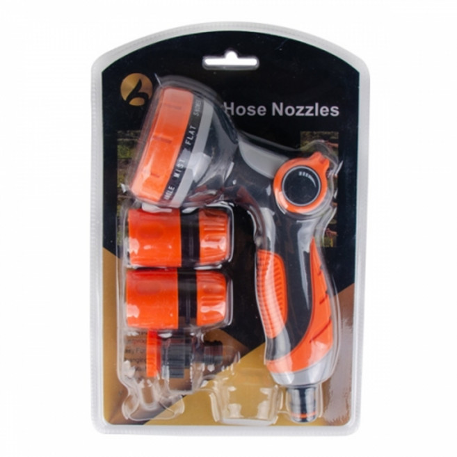 미란다 물 호스 분사기 헤드 + 물호스 연결 커넥터 12mm + 물호스 연결 커넥터 18mm, 오렌지, 1세트