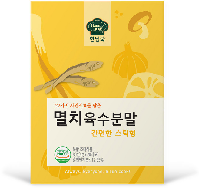 한닢쿡 멸치육수분말 간편한 스틱형 4gx20포, 1개, 80g