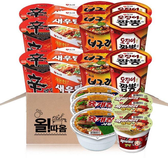 농심 소컵라면 6종 3개씩 1호세트(신라면+짜파범벅+새우탕+너구리+오짬+육개장사발면), 1개