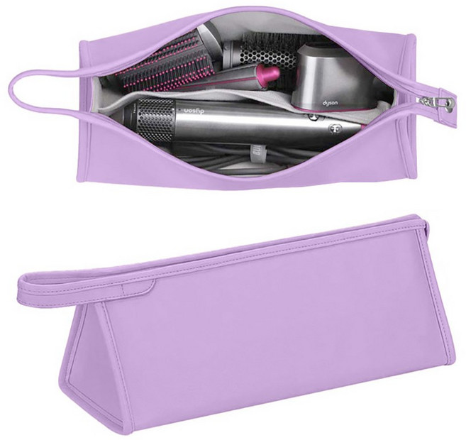 스냅케이스 고데기 드라이기 휴대용 가죽 파우치 케이스, 퍼플