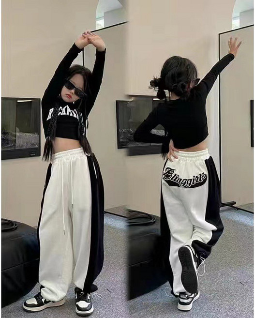 삐삐네옷가게 주니어 여아 키즈 힙합걸즈 크롭 와이드 트레이닝 상하