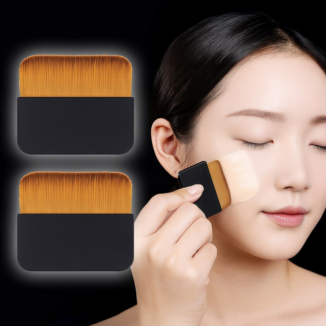 더솔트랩 밀림없는 밀착 메이크업 파운데이션 브러쉬, 2개, 블랙 단품