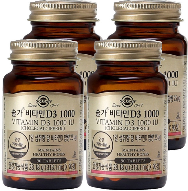 솔가 비타민 D3 1000, 90정, 4개