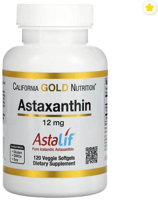 California Gold Nutrition Astaxanthin 캘리포니아 골드 뉴트리션 아스타잔틴 12mg 120베지캡슐, 120정, 1개